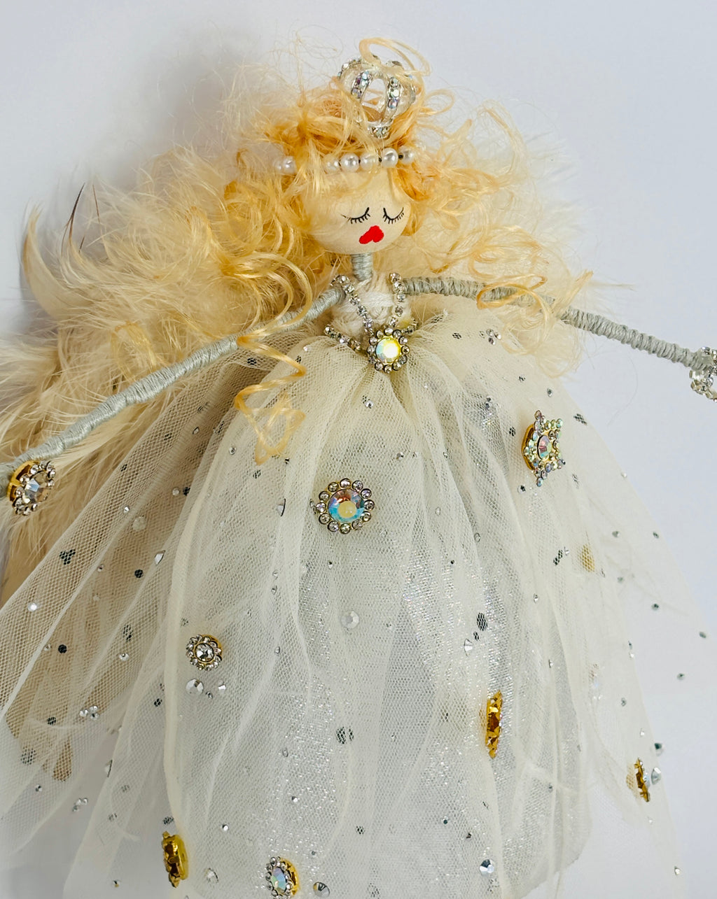 Angel Dolly - This angel is made in loving memory of Dolly Parton (1946 - Aug 25, 2025). A queen of country, a giver of books, and a light for us all. May her kindness and rhinestone courage live on.