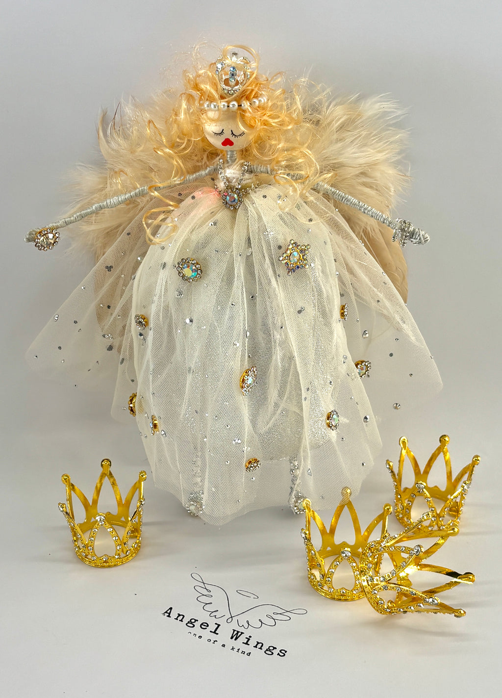 Angel Dolly - This angel is made in loving memory of Dolly Parton (1946 - Aug 25, 2025). A queen of country, a giver of books, and a light for us all. May her kindness and rhinestone courage live on.